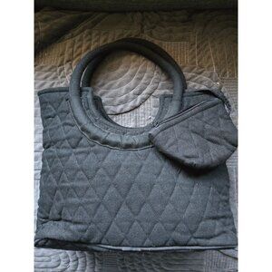 Victorian Heart Black Quilted Top Handle Handbag